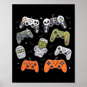 Retro Halloween-spelkontroll Skelettspel Ha Poster