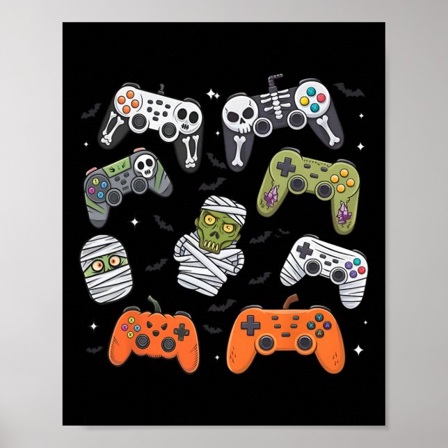 Retro Halloween-spelkontroll Skelettspel Ha Poster (Framsidan)