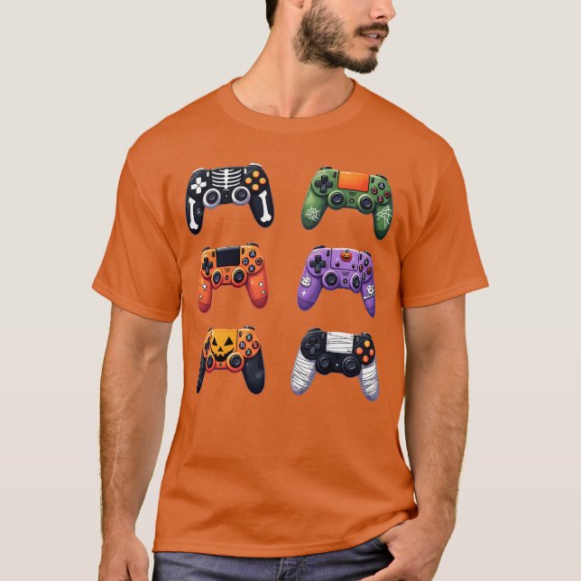 Retro Halloween-spelkontroll Videospel Bruh T Shirt (Framsida)