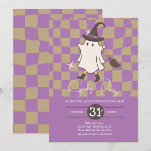 Retro Halloween-spöke Kuslig födelsedagsfest Inbjudningar