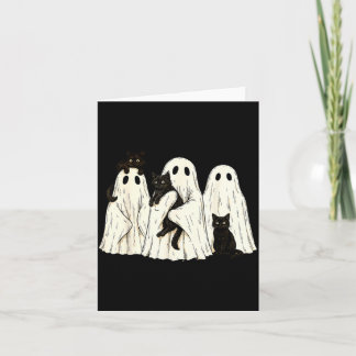 Retro Halloween-spöke som håller svart katt-kostym Kort