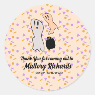 Retro Halloween-spöke Vår lilla Boo Baby Shower Runt Klistermärke