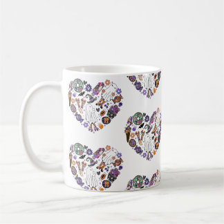 Retro Halloween Spöken med rullblad Kaffemugg