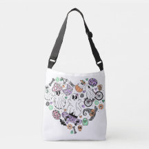 Retro Halloween Spöken och Pumpkin Heart-form