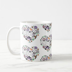 Retro Halloween Spöken och Pumpkin Heart-form Kaffemugg