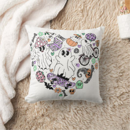 Retro Halloween Spöken och Pumpkin Heart-form Kudde