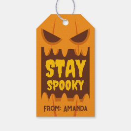 Retro Halloween Stanna Orange Pumpkin Ansikte Presentetikett