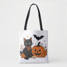 Retro Halloween Svart Katt Pumpa Tryckt T-shirt