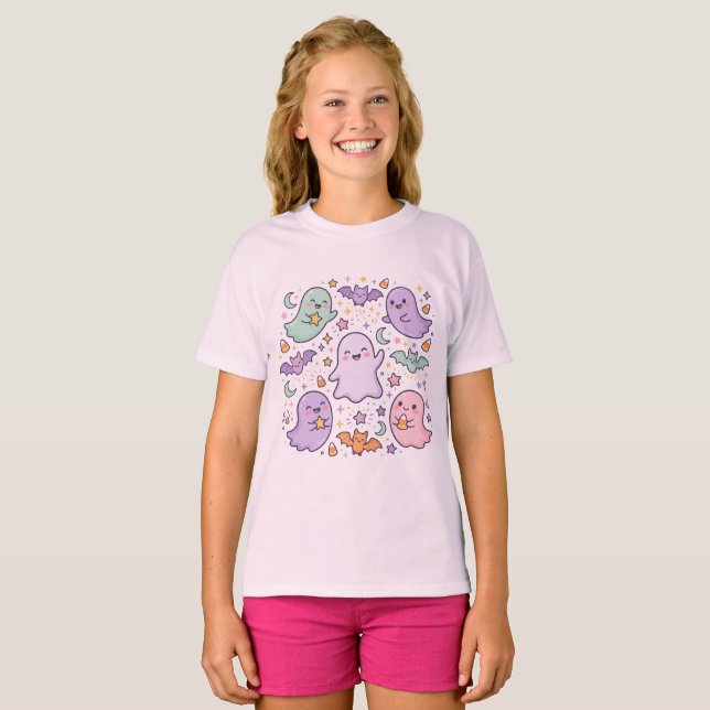 Retro Halloween T-Shirt för barn, Rose Spooky  (Hel framsida)