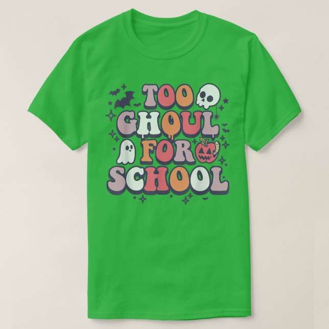 Retro Halloween Teacher Ghouls Groovy School Trick T Shirt (Design framsida)