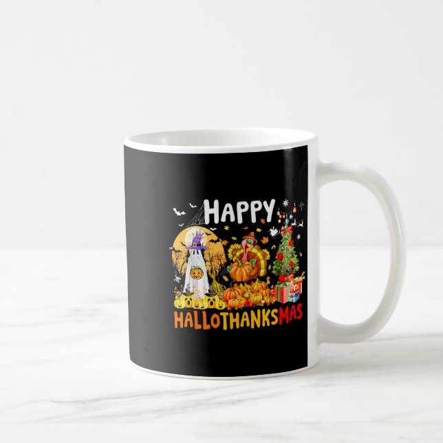Retro Halloween Thanksgiving Christmas Happy Hallo Kaffemugg (Höger)