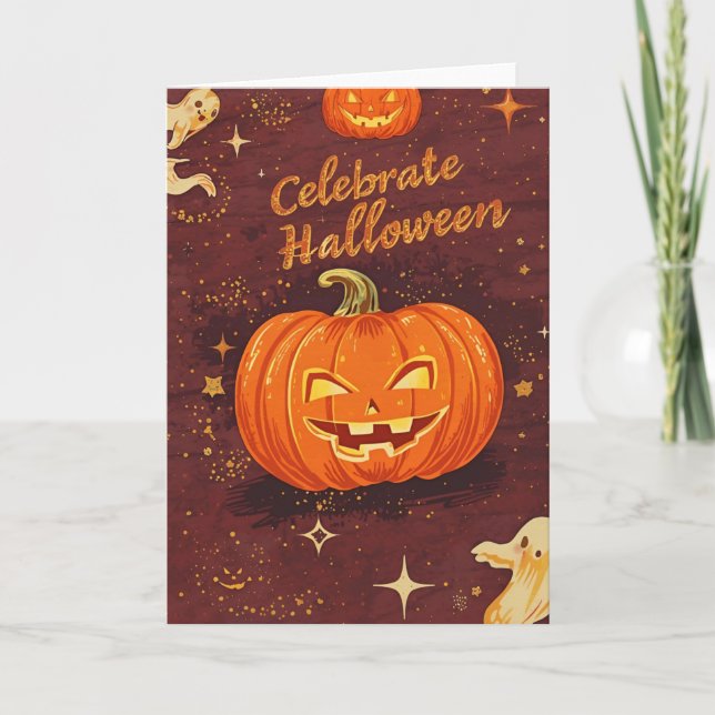 Retro Halloween Välkomstkort – Firande Hallowee Kort (Framsida)