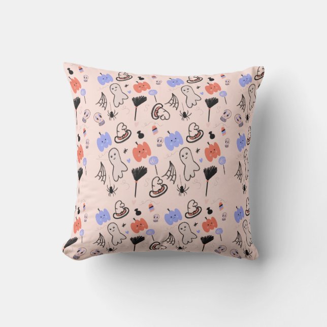 Retro Halloween Vintage-tema Doodles       Kudde (Framsida)