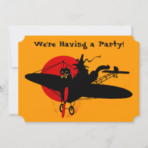 Retro Halloween Witch-partiets inbjudan