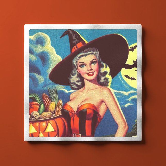 Retro halloween Witch Pin-up Pappersservett (Skapare uppladdad)
