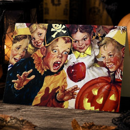 Retro Halloweenkort för Busiga Barn Nostalgisk Mid Kort