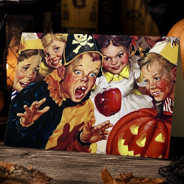 Retro Halloweenkort för Busiga Barn Nostalgisk Mid Kort (Skapare uppladdad)