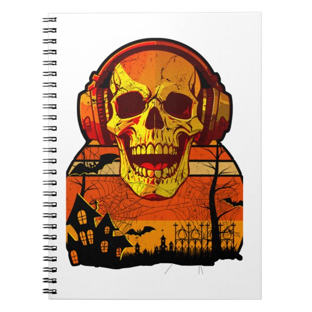 Retro Hallowen Skull-sticker Anteckningsbok (Framsidan)
