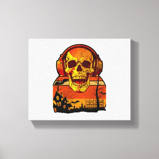 Retro Hallowen Skull-sticker Canvastryck (Framsida)