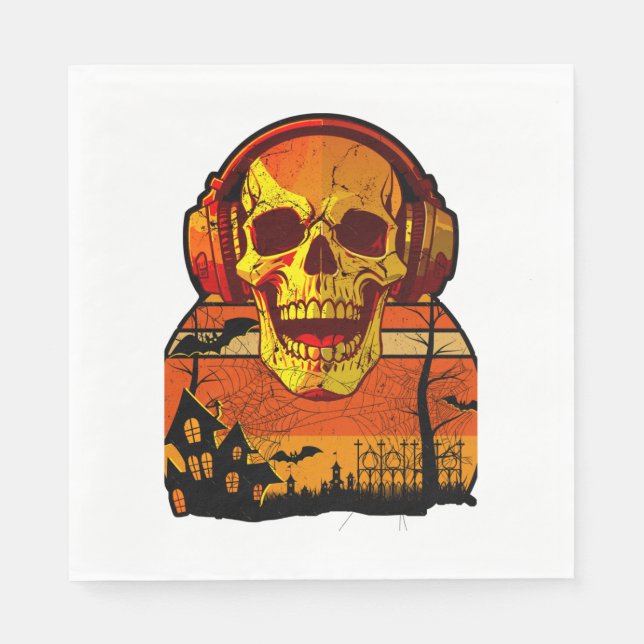 Retro Hallowen Skull-sticker Pappersservett (Framsidan)