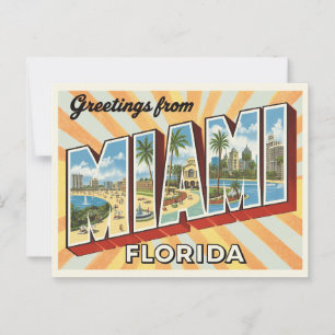 Retro "Hälsning från Miami, Florida" Sunburst Vykort