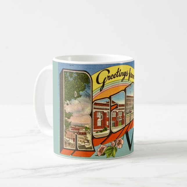 Retro Hälsning från Roanoke, VA Kaffemugg (Framsida vänster)