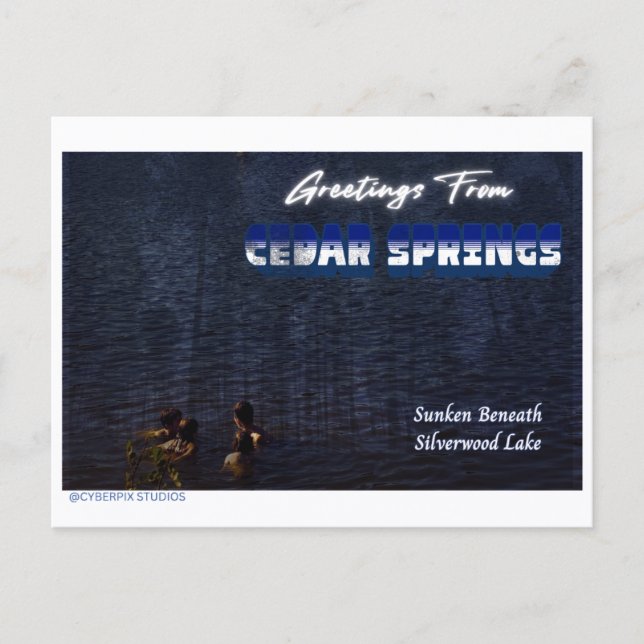 Retro “Hälsningar från Cedar Springs” Vykort (Framsida)