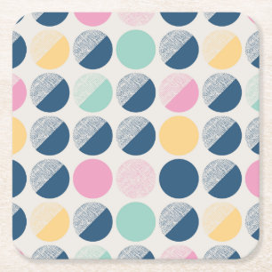 Retro Halv-Cirkla mönster Underlägg Papper Kvadrat
