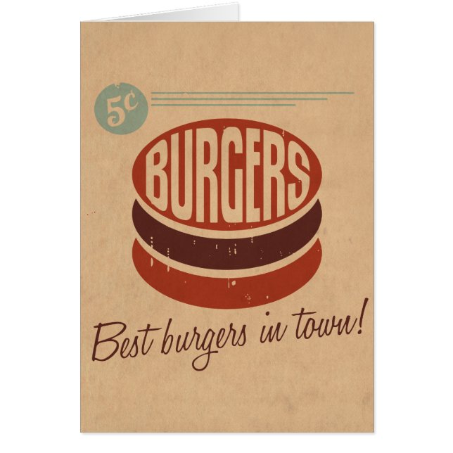 Retro hamburgare hälsningskort (Framsidan)
