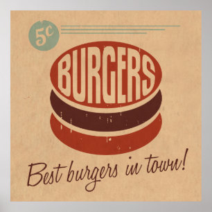 Retro hamburgare poster