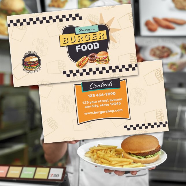 Retro Hamburger stativ Visitkort (Skapare uppladdad)