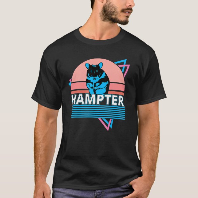 Retro Hampter Meme, Hamster Owner Synthwave T Shirt (Framsida)