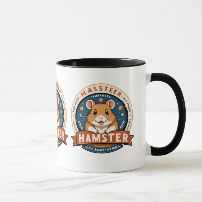 Retro Hamster Rings Emblem Art Mugg (Höger)