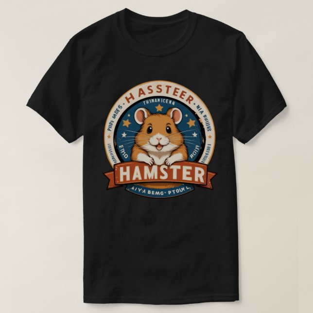 Retro Hamster Rings Emblem Art T Shirt (Design framsida)