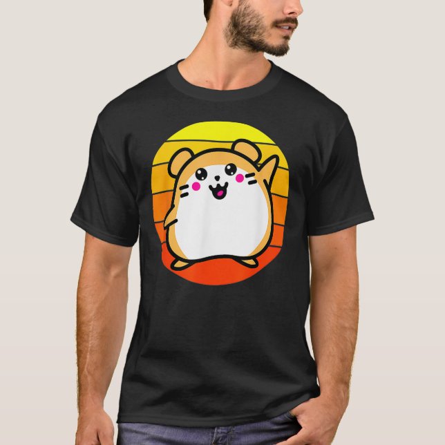 Retro Hamster Sunset T Shirt (Framsida)