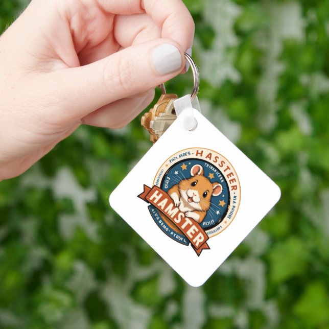 Retro Hamstrarringar Emblem Konst Nyckelring (Hand)