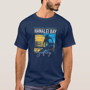 Retro Hanalei Bay Kauai North Shore Surfing Surfa  T Shirt