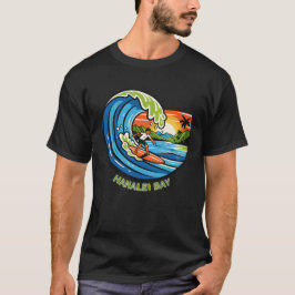 Retro Hanalei Bay Kauai North Shore Surfing  T Shirt