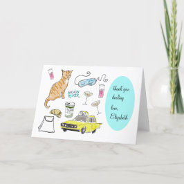 Retro Hand-Drawn Breakfast vid Tiffanys Girly Tack Kort