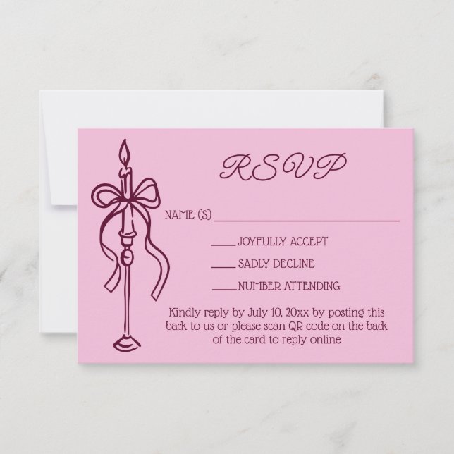 Retro Hand Drawn Burgundy Wedding Website QR Code OSA Kort (Framsida)