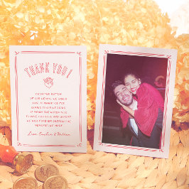 Retro Hand Drawn Cupid Modern Photo Wedding Tack Kort