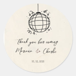 Retro Hand Drawn Disco Ball Illustration  Runt Klistermärke