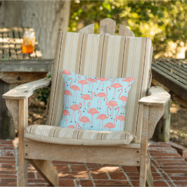 Retro Hand-Drawn Flamingo | Tropical Pattern Blue Kudde