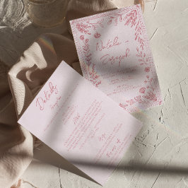 Retro Hand Drawn Floral Garden All In One Wedding Inbjudningar