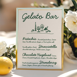 Retro Hand-Drawn Gelato Pub Bröllop Tabletop-tecke Inbjudningar