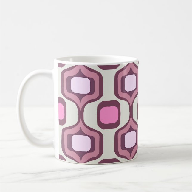 Retro Hand Drawn Geometric Square Pattern Minimal  Kaffemugg (Vänster)