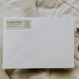 Retro Hand Drawn Green Funny Christmas Tree  Returadress Etikett