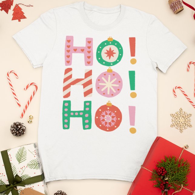 Retro Hand-Drawn Ho Ho Ho-jul T Shirt (Skapare uppladdad)