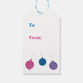 Retro Hand-Drawn jul Ornament i mitten av århundra Presentetikett