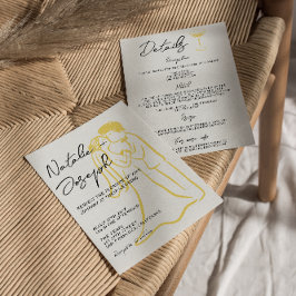 Retro Hand Drawn Written Summer All In One Wedding Inbjudningar